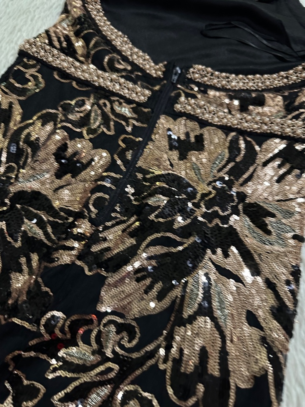 12th Tribe Black and Gold Embellished Halter Fringe Dress - Picture 10 of 10